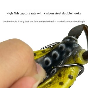 เหยื่อตกปลาแบบมีหนามสองด้าน รูปทรงกบ ทำจากซิลิโคน ชนิด Crankbait เหยื่อปลอมแบบนิ่ม พร้อมตะขอ - Product Image 4
