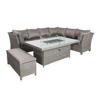 Ensemble de salon de jardin en rotin en forme de L, mobilier d'extérieur moderne, canapé de patio, table de foyer