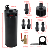 Kit Universal de Depósito Recuperador de Aceite Negro de 750 ML, Tanque Desconcertado de 2 Puertos con Filtro de Respiradero y Válvula de Drenaje, Condición Nueva