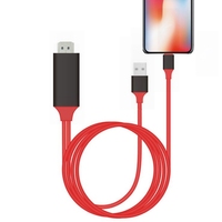 Câble HDMI 2 M pour iPhone iPad 8 broches vers HDMI, convertisseur vidéo numérique AV intelligent avec alimentation USB pour iPhone 13 iPad