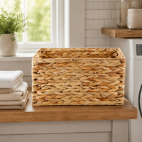Paniers en osier pour le rangement avec poignées intégrées, panier de rangement tissé à la main