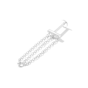Single 925 Sterling Silver 18K Gold Plated Long Chain Tassel Cartilage Flat Back <b>Helix</b> <b>Stud</b> Earrings - Product Image 5