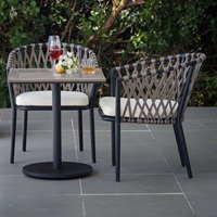 Mobilier de restaurant moderne pour balcon 3 pièces table basse de jardin bistrot et chaise de salle à manger en corde
