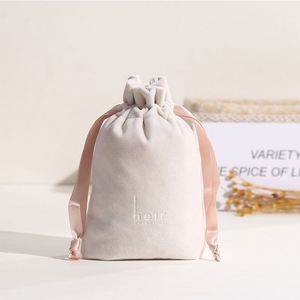Fashion Custom Silk Rope Velvet Jewelry Packaging Bag <b>Drawstring</b> <b>Pouch</b> With Printed Logo - Product Image 1