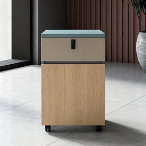 Meuble de classement mobile intelligent verrouillable à 2 tiroirs, meuble de rangement de <span class=keywords><strong>bureau</strong></span> sous le <span class=keywords><strong>bureau</strong></span>, meuble de rangement moderne en bois et métal avec roulettes - Product Image 4