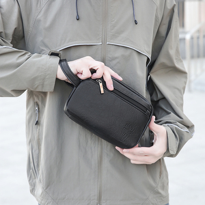 Portable mode Double couche hommes trousse de toilette <span class=keywords><strong>voyage</strong></span> d'affaires étanche PU sac cosmétique grande capacité haut de gamme fermeture éclair - Product Image 5