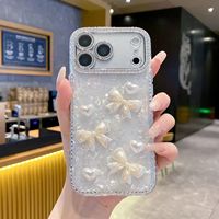 Coque de téléphone personnalisée motif papillon pour iPhone 14 15 16 17 Pro Max, jolie coque pour femmes avec chaîne de perles