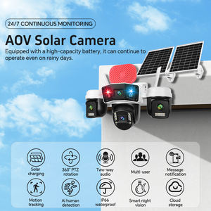 Caméra de sécurité Rscamtom à quatre objectifs, 24/7, AOV PTZ, batterie solaire, 4G Sim, enregistrement 24 heures, WIFI, IP66, sans fil, audio bidirectionnel, CCTV - Product Image 2