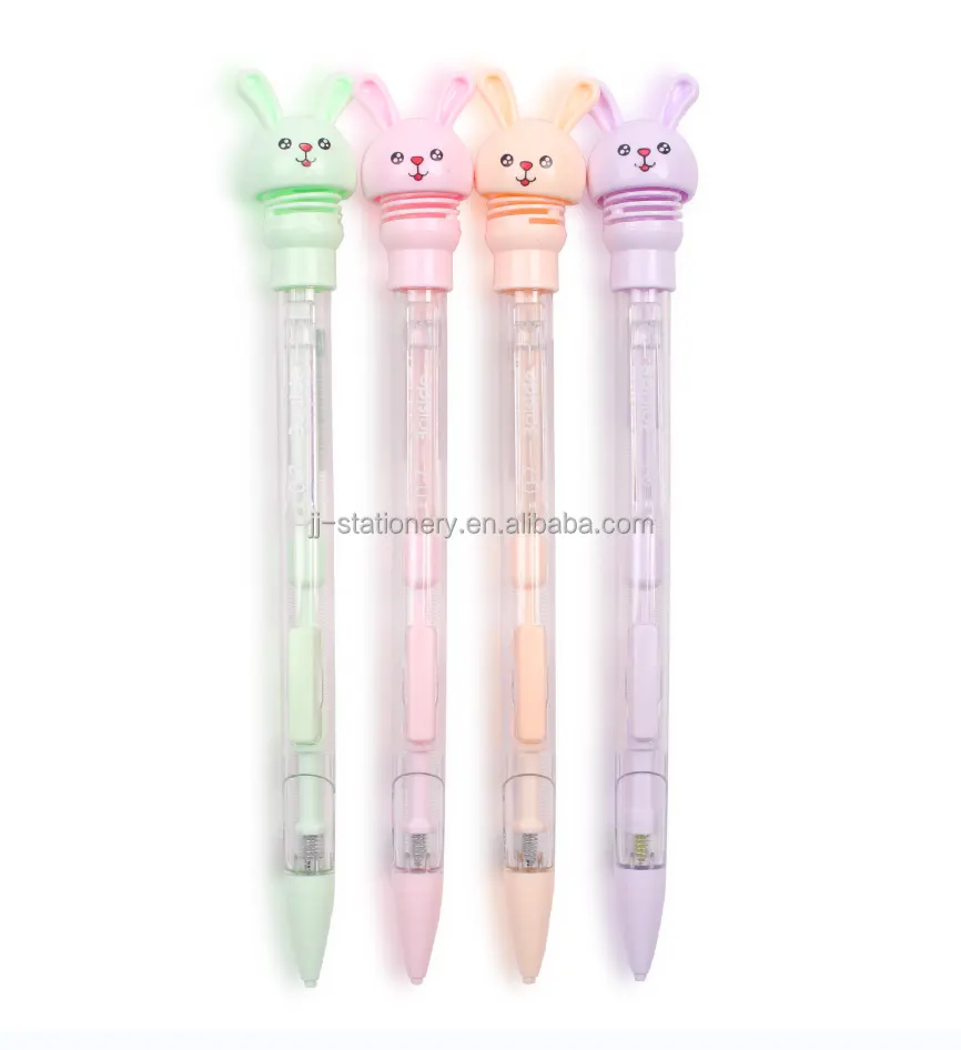 Pensil mekanis dengan desain kelinci kartun pensil untuk siswa sekolah pena mekanis kawaii