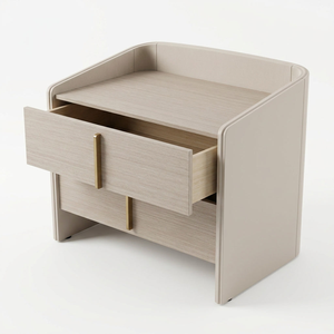 JM Modern Minimalist Nightstand 2 Drawers Wood Veneer Bedroom Furniture Eco-Friendly Apartment Hotel Use - Product Image 4