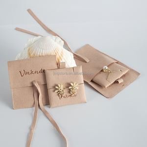 Pochette d'emballage de bijoux en microfibre de velours rose de luxe personnalisée en gros, présentoir portable pour boucles d'oreilles et bracelets - Product Image 2