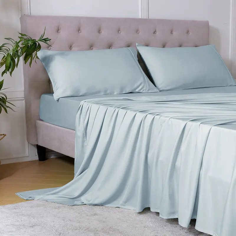 Draps de lit 60S Heguo Tencel Lyocell 100% Eucalyptus Lyocell Ensemble de draps de lit