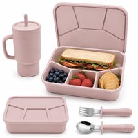 Nouvel Arrivage : Ensemble Boîte à Bento Scolaire pour Bébé, Mignonne Boîte Repas Individuelle, Bouteille d'Eau, Cuillère et Fourchette en Acier Inoxydable Micro-ondable pour Enfants et Tout-petits