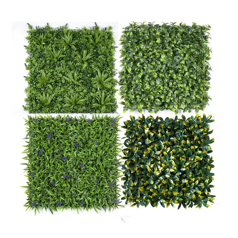 Karışık yeşil plastik yapay yeşil bitki duvar için kapalı dekorasyon ve bahçe