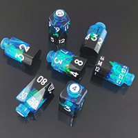 Bleu Rose Potion Bouteille Résine Mode Coloré Polyèdre RPG Dice Cadeau Avec Feuille