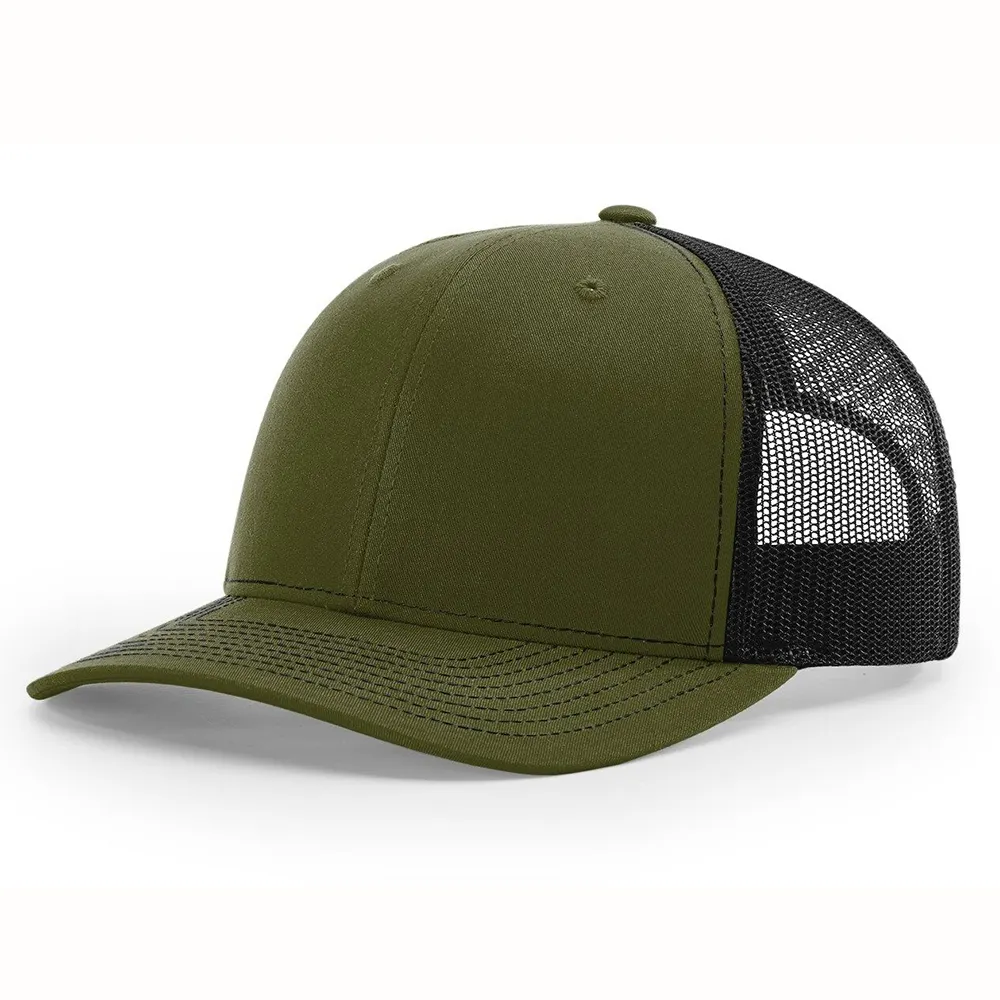 Toptan moda tasarım özel 6 panel ağ ordu yeşil boş şoför şapkası
