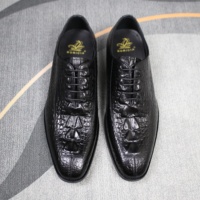 Chaussures habillées pour hommes en crocodile de haute qualité, style Oxford classique et Derby en crocodile à talon en corne, faites à la main, pour mariage et réunions d'affaires