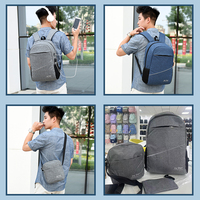 Tas Sekolah Unisex 2026 Logo Kustom Modis Set 3 Tas untuk Remaja Tas Laptop Anti Air dengan USB dan Resleting