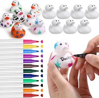 Canards en caoutchouc blanc de 2 pouces Canards en caoutchouc créatifs avec stylos de 12 couleurs pour flotteur de piscine Cadeaux d'anniversaire pour enfants