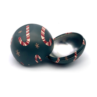 Boule en fer blanc de qualité alimentaire imprimée personnalisée Boule en fer blanc de Noël en métal Boîtes d'emballage cadeau en fer blanc pour bonbons et chocolat
