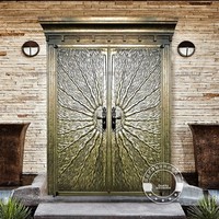 Porte d'entrée de villa de luxe Porte d'entrée en fonte d'aluminium finement sculptée Acier de haute qualité Performance antivol supérieure