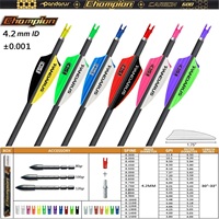 Flèches en carbone pur professionnelles Pandarus Champion ID4.2mm pour le tir sur cible avec une rectitude de 0,001 pouce