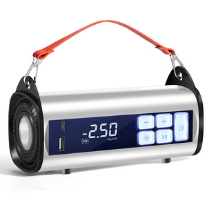 Inflador de Neumáticos Portátil para Auto, 120W 72V, con Pantalla Digital, Puertos USB y Luz, Color Plateado - Product Image 1