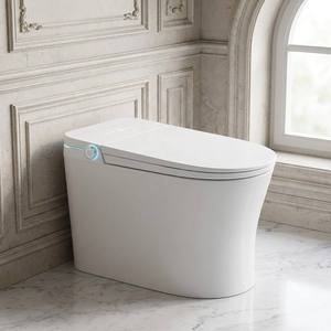 WC intelligent WaterMark, monobloc sans réservoir, à siphon en S allongé, en céramique blanche sans rebord, avec bidet chauffant à chasse automatique, commande latérale et LED - Product Image 1