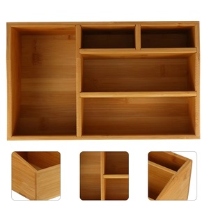 Bamboo Desktop Storage Box Multi Compartment Organizer For Cosmetics Jewelry Eco Friendly Natural Wood - Product Image 5
