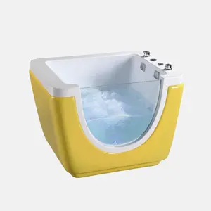 Small Baby Cute Bath Massage Yellow Durable Bathtub Functional LED Bubbles Square BB Whirlpool Spa Tub For Pets Wash Tub