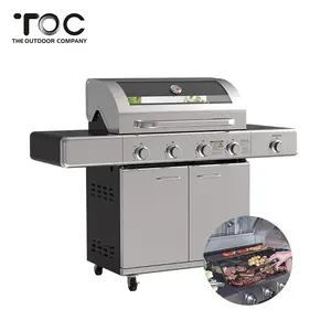 Hot Koop Professionele Zilveren Outdoor Bakken Oven Barbecue Een Bbq Gas Grill Met Trolley