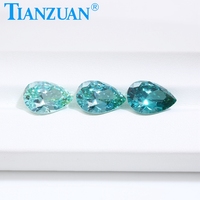 Zircone cubique en forme de poire, trois couleurs, Paraiba CZ, pierre précieuse en vrac pour la fabrication de bijoux pour homme et femme, accessoires de bricolage