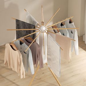 Octopus-Shaped Clothes Drying Rack Floor Standing Foldable Solid Wood For Balcony Bedroom Home Use - Product Image 4