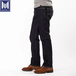 Custom Made Baku atau Dicuci 18 Oz Jepang Kurus Lurus Selvedge Pria Kosong Denim Jeans Beatle Buster