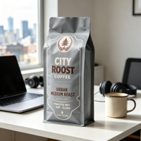 Sachet de café professionnel personnalisé imprimé en héliogravure, fond plat, huit soudures latérales, valve anti-humidité, haute qualité pour l'alimentation