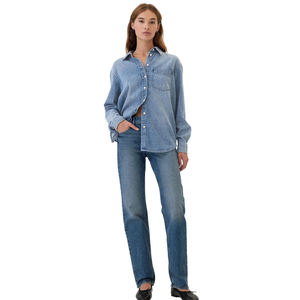 Produttore OEM cotone Denim elasticizzato resistente di alta qualità manica <span class=keywords><strong>lunga</strong></span> giacche da <span class=keywords><strong>donna</strong></span> <span class=keywords><strong>camicia</strong></span> con Logo personalizzato per abbigliamento Outdoor - Product Image 6