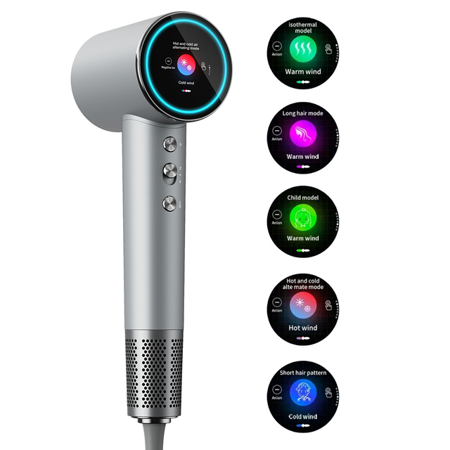 2025 New Product Hair Dryer Professional Intelligent Temperature Display Hair Dryer Iron Low Noise Seche Cheveux Blower Dryers