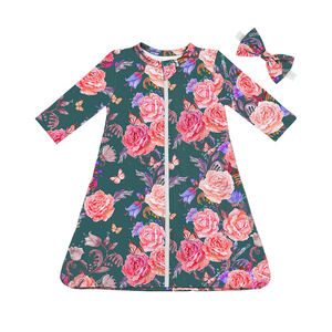Sac de couchage zippé à imprimé floral pour bébé fille avec bandeau assorti, couverture portable personnalisée à imprimé de vacances pour nourrissons de 0 à 24 mois - Product Image 3