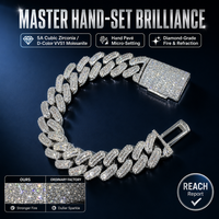 Bracelet cubain 16 mm Iced Out, Bijoux Hip-hop, Prix usine, Achat en gros, Bijoux Bling pour hommes, Bracelet cubain Bling Iced Flooded