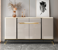 Buffet console contemporain avec portes coulissantes en cannage