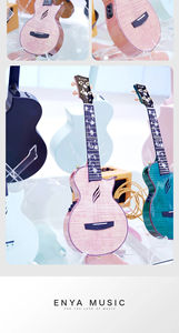 Ukelele Tenor Enya E6 de 26 pulgadas, acabado de alto brillo de arce flameado sólido con pastilla AcousticPlus incorporada y ukelele de lujo - Product Image 2