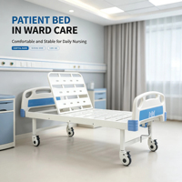 Lit médical manuel à manivelle unique en acier au carbone, lit de soins pour patients avec dossier réglable, barrières de sécurité pliantes et planches en ABS