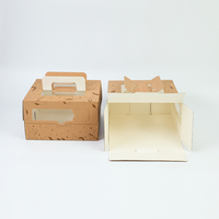Boîte à pâtisserie en papier kraft recyclable de qualité alimentaire, logo personnalisé imprimé, boîte à gâteau en kraft avec fenêtre transparente pour l'emballage des desserts