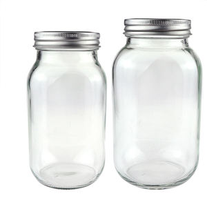 Pot en verre transparent vide avec couvercle, 5oz 8oz 12oz 16oz 25oz 32oz, 15 pièces - Product Image 1
