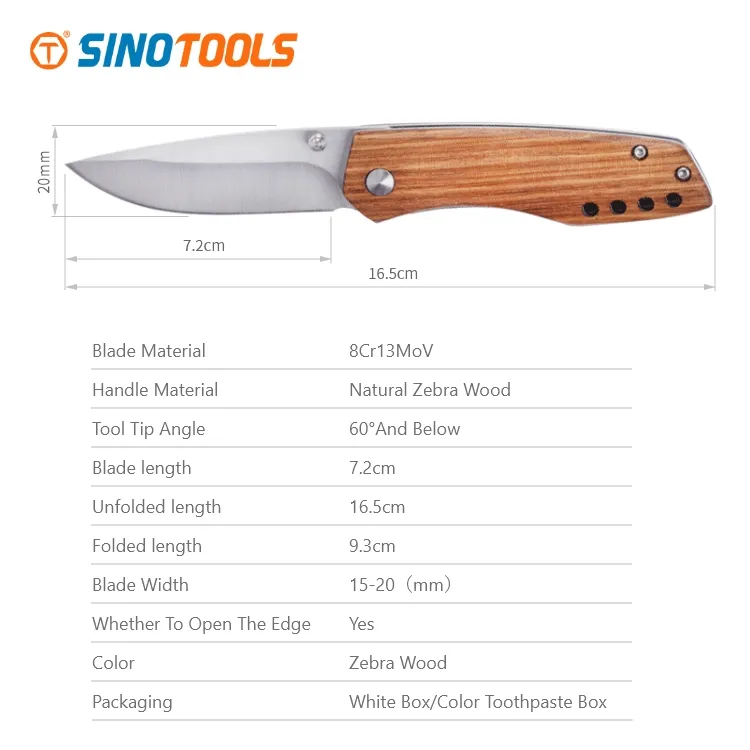 customizable jungle outdoor hunter small 8Cr13MoV carbon steel wood handle fold hunting knife