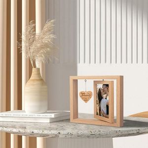 Vintage Wooden Rotating Photo <b>Frame</b> <b>Heart</b>-Shaped Hanging Decor for Wedding Anniversary Party Gifts Bulk Wholesale - Product Image 4