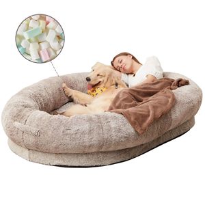 Oval Plush Dog <b>Bed</b> With <b>Sponge</b> Fill For Dogs And Humans Warm Pet Sofa Custom Patterns Hand Washable - Product Image 1