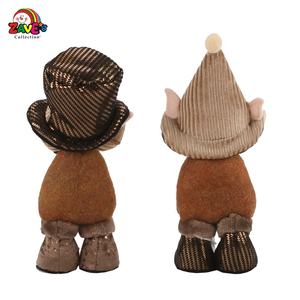 Zaves 9 "Gnomos para elfo de Navidad Par Niños traviesos con sombrero puntiagudo en traje marrón Vacaciones - Product Image 3