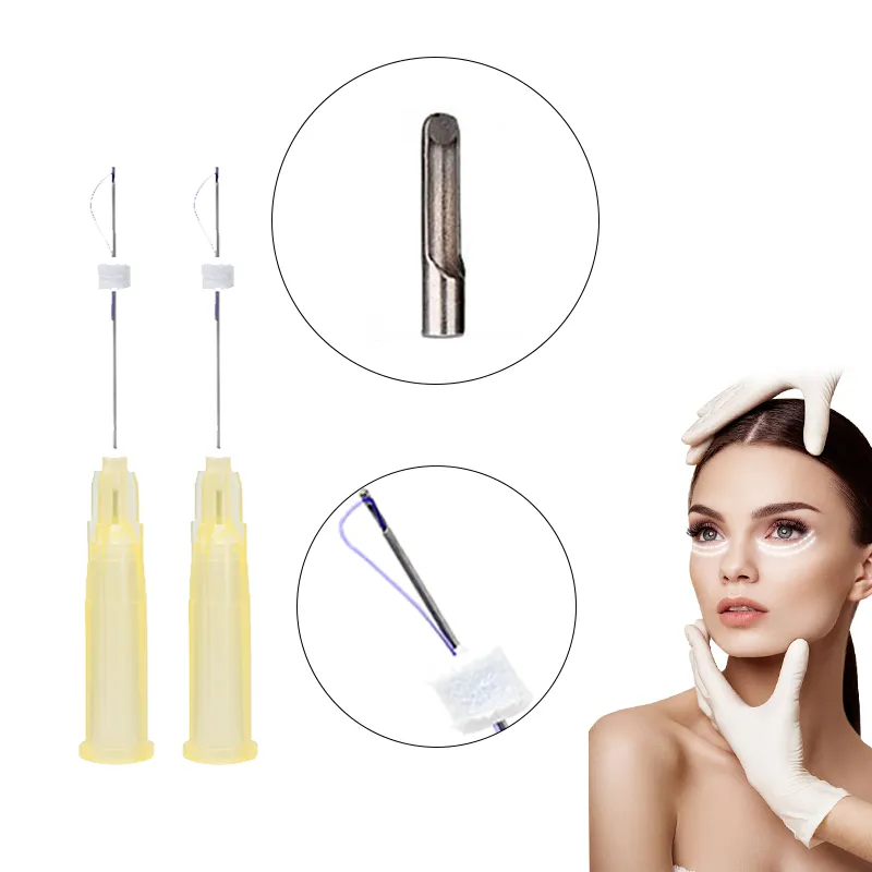 Korea facial collagen thread last long pdo cog thread cannula for face wrinkles removal cosmetic 21g 90mm blunt needle