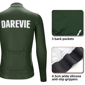 DAREVIE, <span class=keywords><strong>ropa</strong></span> de Ciclismo de Invierno para hombre, Jersey de manga larga para <span class=keywords><strong>montar</strong></span> en <span class=keywords><strong>bicicleta</strong></span>, coctelera térmica cálida a cuadros, <span class=keywords><strong>ropa</strong></span> de <span class=keywords><strong>bicicleta</strong></span> de lana - Product Image 3